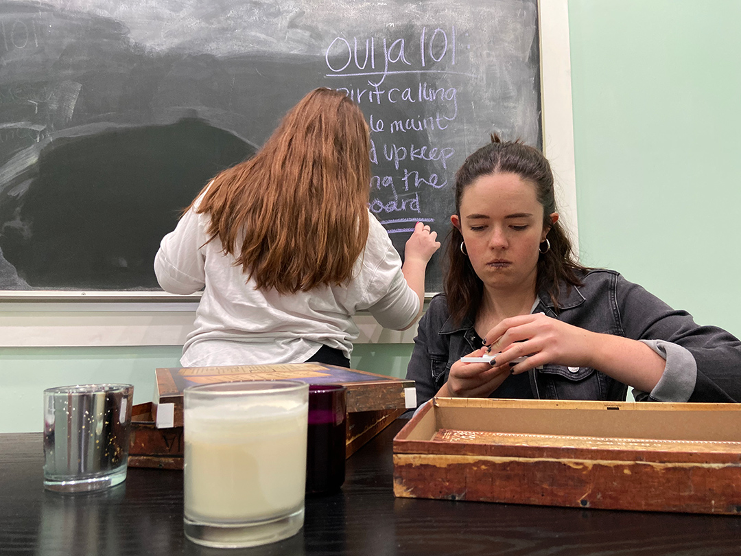 “I know spirits exist so I’m a little nervous. A few years ago, my mom and I scanned an old photo of my grandma and her sister as kids, and in the online version she was in the background of the house looking like she did when she died. But it wasn’t in the original,” stated Emily Cook, a 4th year Anthropology student. “It was kinda comforting but it was also legit scary.”